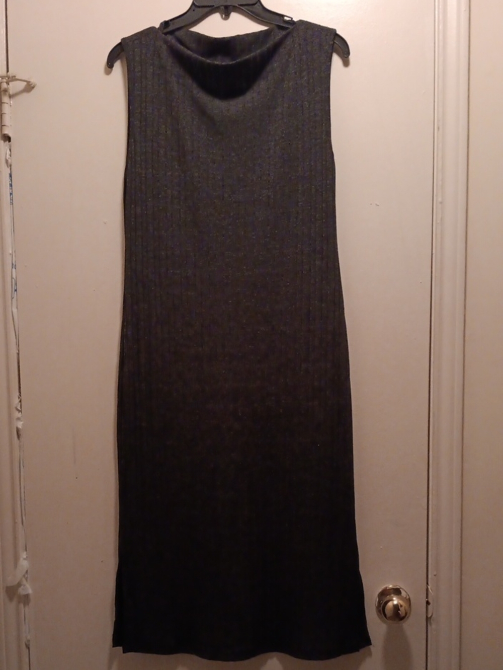 Sleeveless Ribbed Midi Dress - Charcoal Grey